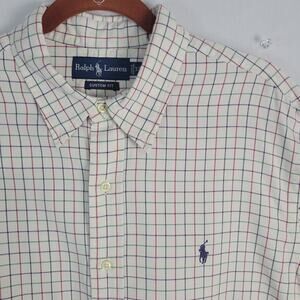 Ralph Lauren Custom Fit Long Sleeve Button-down Shirt size XL white multi pony
